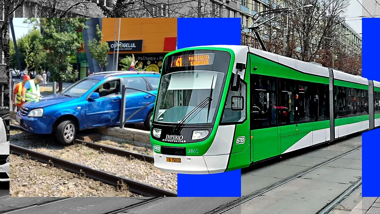STB va cere despăgubiri de la vinovatul accidentului care a blocat tramvaiul 41 timp de aproape o oră: Ne vom adresa Brigăzii Rutiere