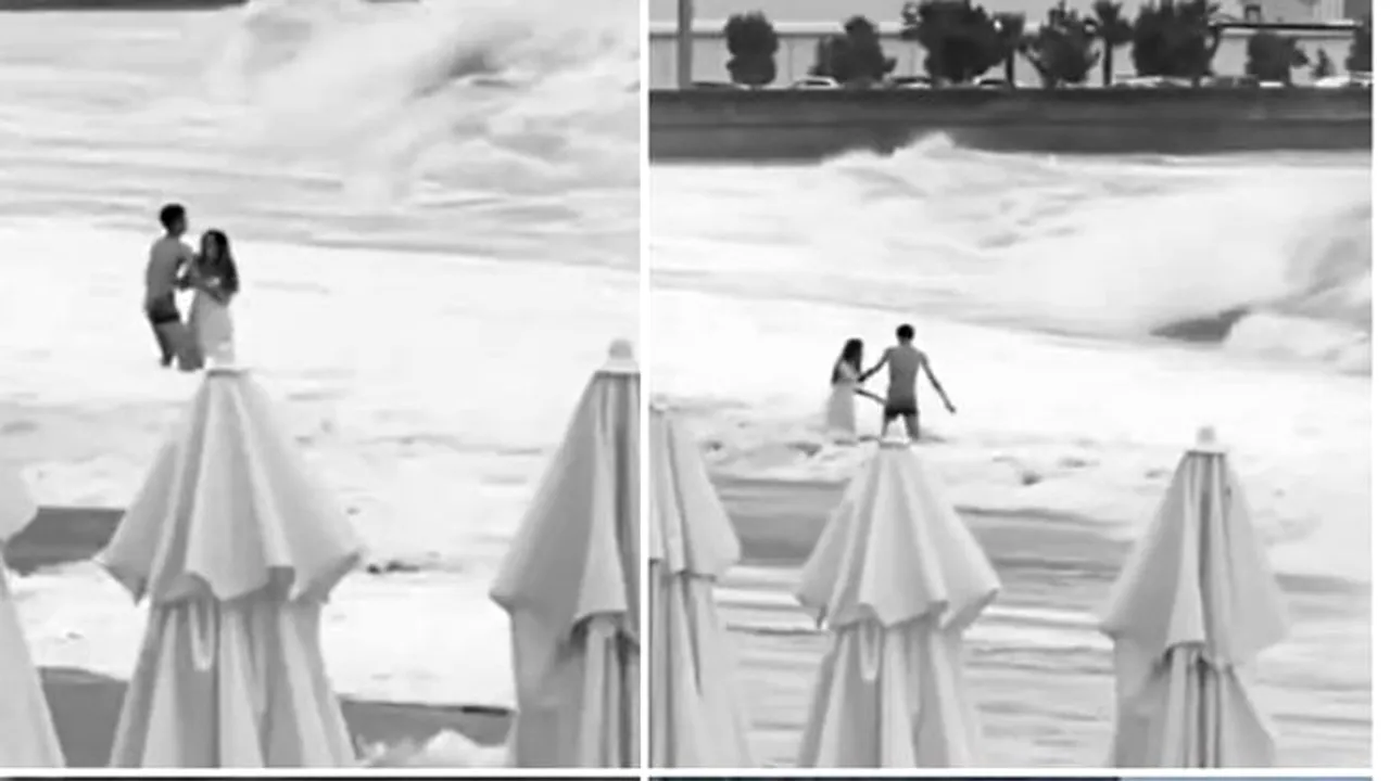 Momentul în care o tânără este târâtă de valuri din brațele iubitului ei: „Oamenii se uitau cum moare”