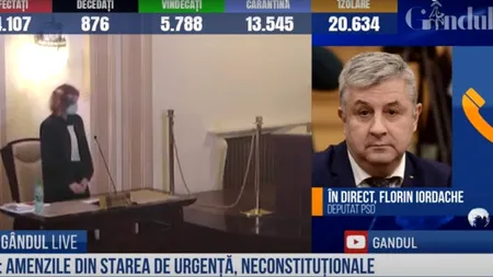 GÂNDUL LIVE. Florin Iordache, despre proiectul PSD de anulare a amenzilor date în timpul stării de urgență: Se dorește evitarea blocării instanțelor de judecată dacă românii vor contesta procesele verbale