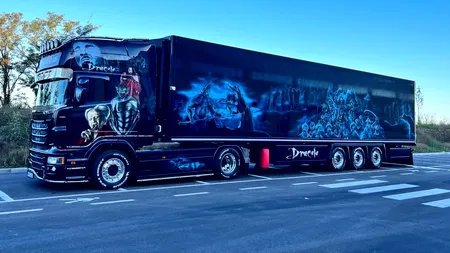 Ovidiu din Arad șochează cu TIR-ul său, denumit „Dracula”. „Dorm foarte bine în sicriu”