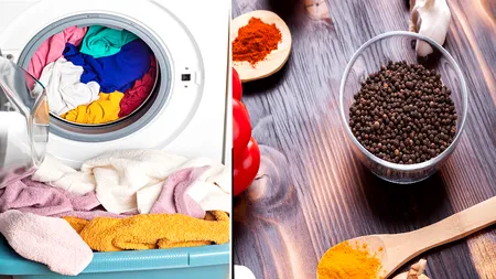 Condimentul din bucătărie pe care să-l pui în mașina de spălat. Trucul care salvează hainele colorate
