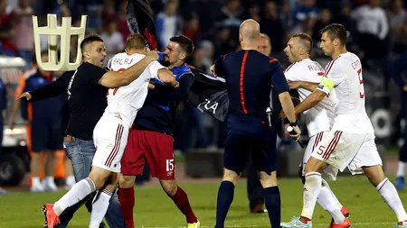 Bătaie generală la meciul Serbia-Albania. Suporterii au intrat pe teren, iar partida a degenerat într-o confruntare violentă