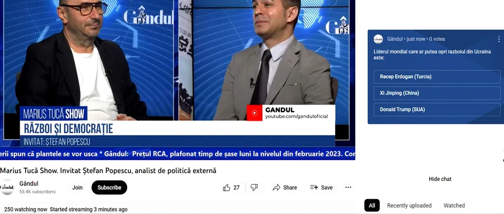 POLL Marius Tucă Show: „Cine este liderul mondial care ar putea opri războiul din Ucraina?”. Vezi cele trei variante de răspuns