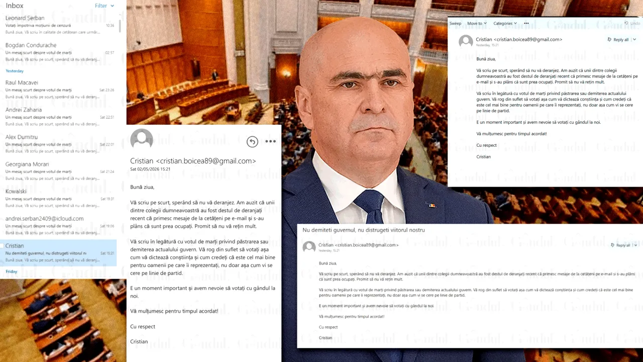 Operaţiunea “spam”. Parlamentarii sunt bombardaţi cu mii de emailuri identice, de pe zeci de adrese diferite, pentru a-l susţine pe Ilie Bolojan la moţiunea de cenzură