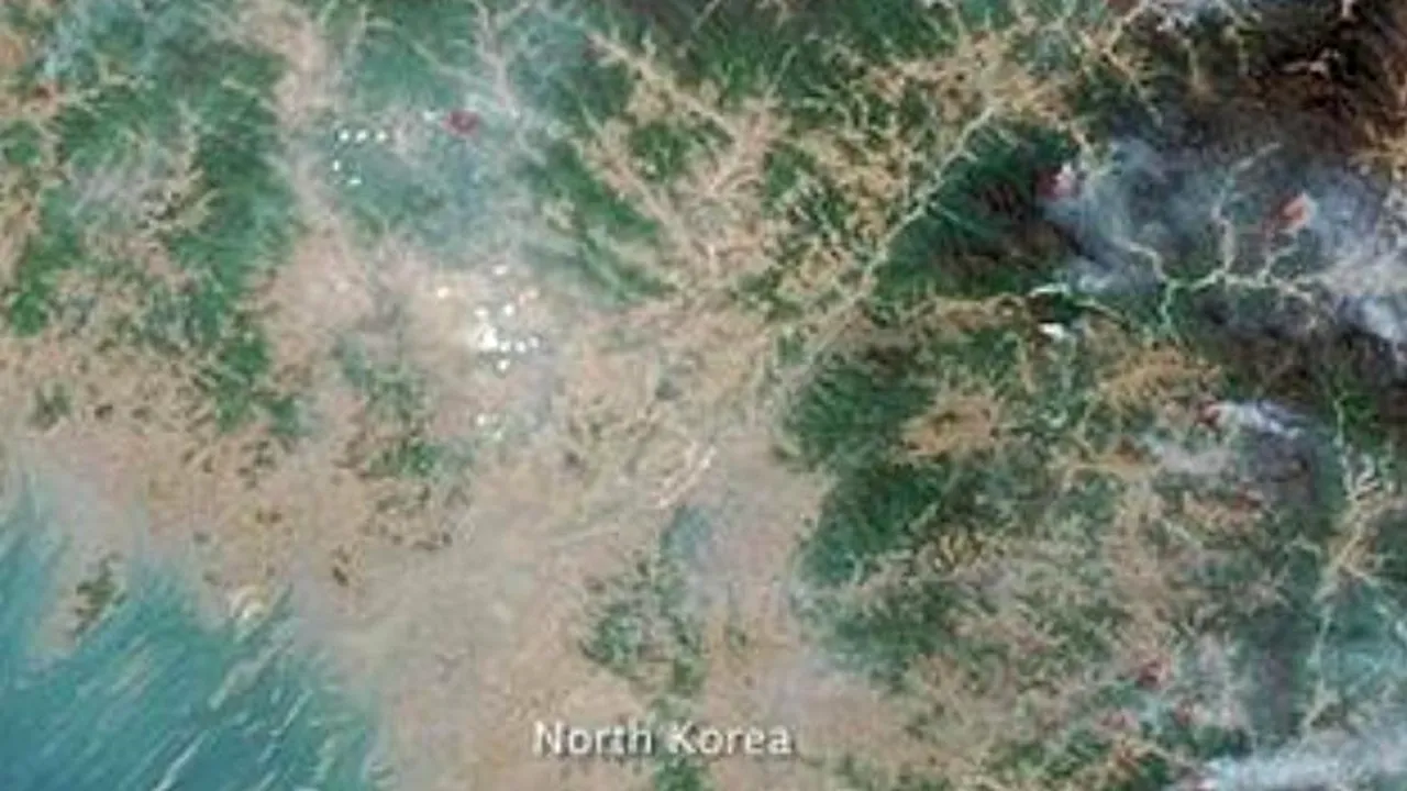 Imaginea surprinzătoare surprinsă de un satelit NASA în Coreea de Nord. FOTO