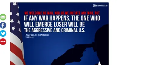 Un mesaj postat pe un cont al ayatollahului Khamenei pare să-l arate pe Obama cu pistolul la tâmplă