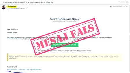 O nouă tentativă de FRAUDĂ în numele ANAF: 