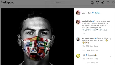 COVID-19. Micii fotbaliști din România îi trimit încurajări lui Paulo Dybala, testat pozitiv
