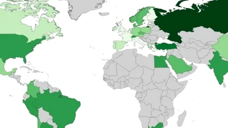 Harta statelor în care cei mai bogați 10 la sută controlează mai mult de jumătatea din avuția națiunilor