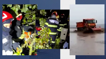 Efectele Ciclonului Barbara. Bătrână, salvată din calea viiturii în Siliștea. Zeci de mașini distruse și copaci căzuți în Capitală și în Ilfov