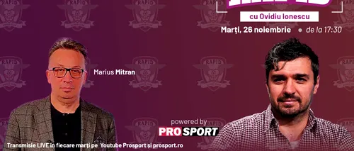 Vineri avem PRIMVS DERBY și îl prefațăm cu Marius Mitran, de la ora 17:30, pe YouTube - ProSport, la EXCLUSIV RAPID