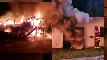 VIDEO | Incendiu puternic la o anexă a unei mănăstiri din judeţul Argeş, unde erau depozitate materiale combustibile
