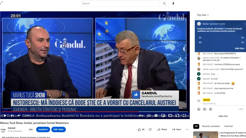 Poll Marius Tucă Show: „Creșterea prețurilor la alimente v-a forțat să reduceți cantitatea sau să eliminați anumite produse?”