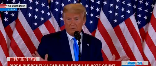 ALEGERI <i class='ep-highlight'>SUA</i> 2020. Război pe față între președinte și mass-media! Patru televiziuni din America i-au oprit microfonul lui Trump în timpul discursului! - VIDEO