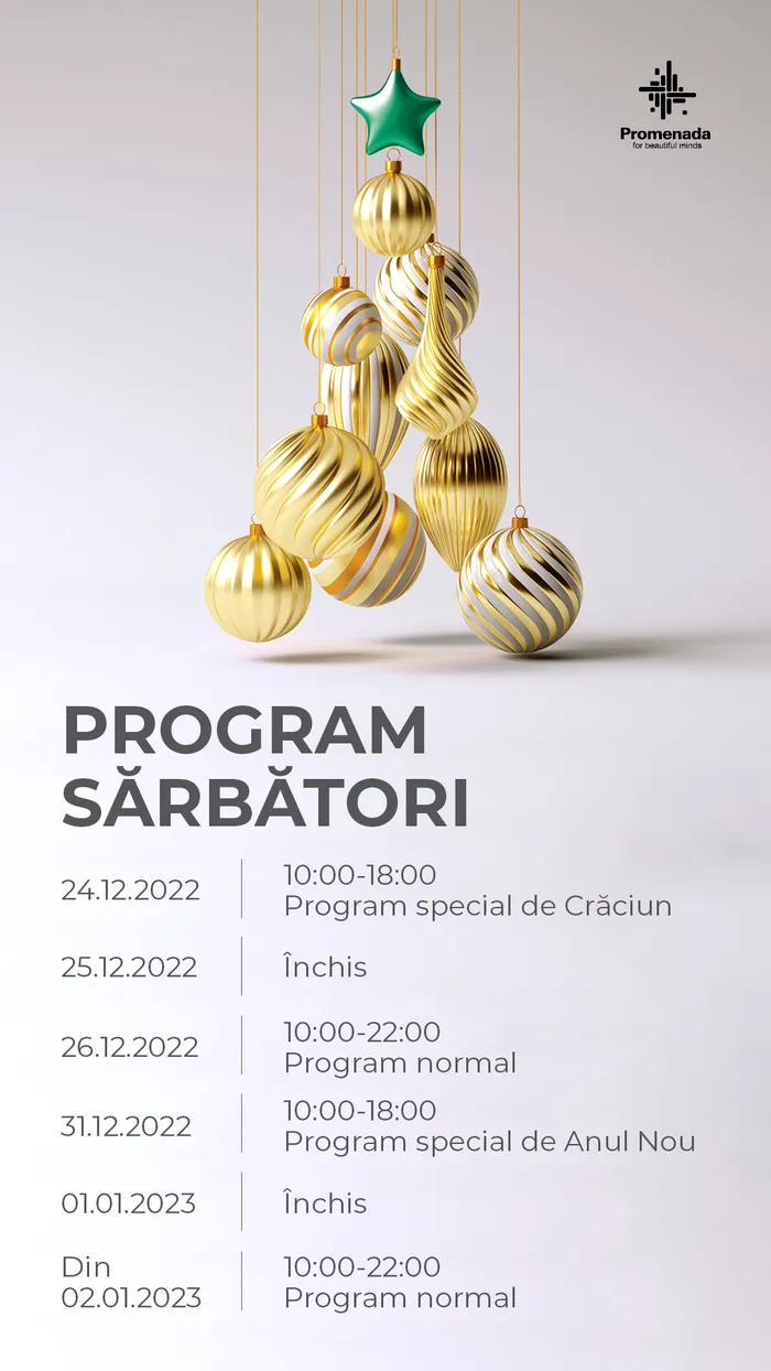 Program sărbători Promenada Mall