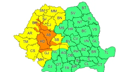 METEO. Din nou cod portocaliu de ploi și instabilitate atmosferică emis de Administrația Națională de Meteorologie