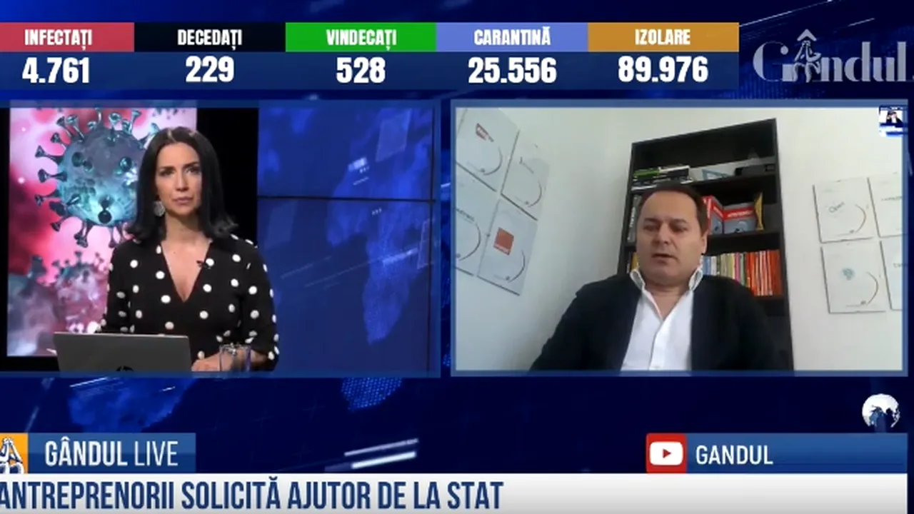 GÂNDUL LIVE. Marius Ghenea: Companiile sunt afectate direct și indirect / Afacerile au fost închise prin decrete guvernamentale și ordonanțe militare, nu din cauza lăcomiei antreprenorilor