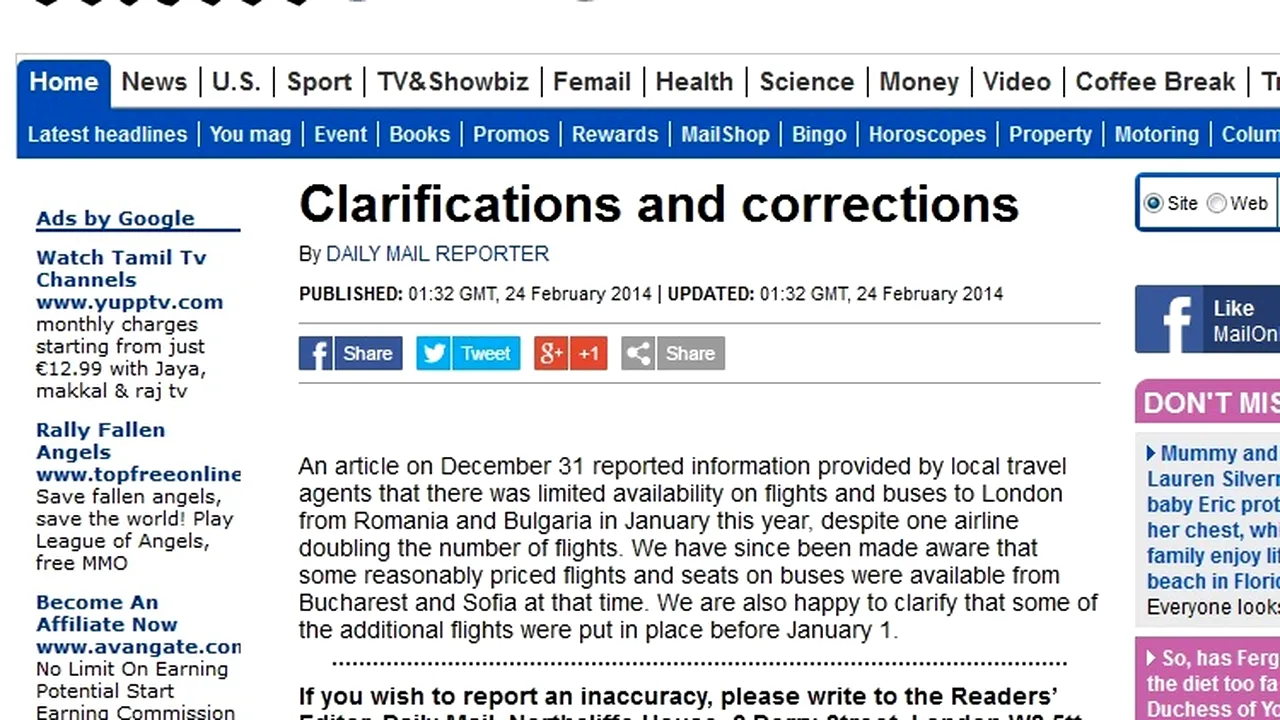 Câinele de pază al presei britanice a decis SĂ NU ANCHETEZE 81 de plângeri depuse împotriva Daily Mail pentru articolul demontat de Gândul